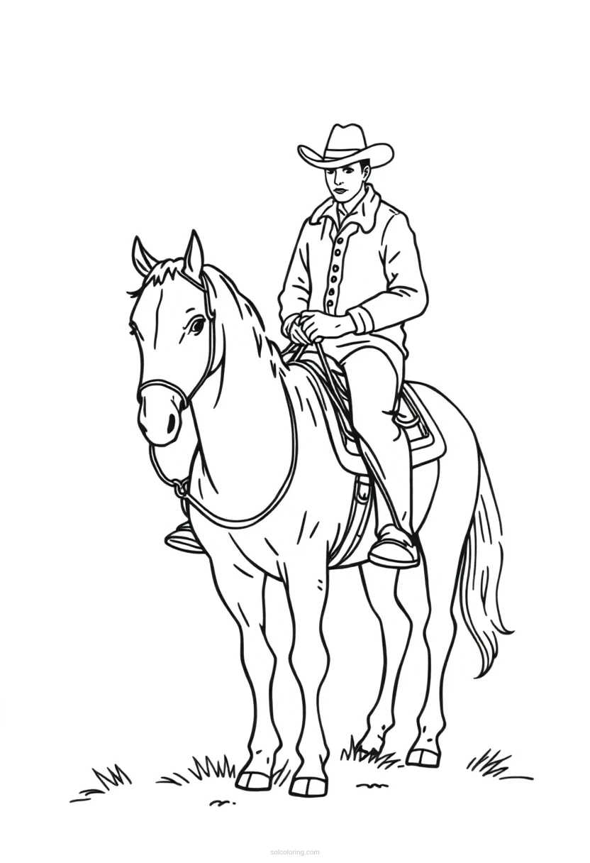 Cowboy coloring page for kids