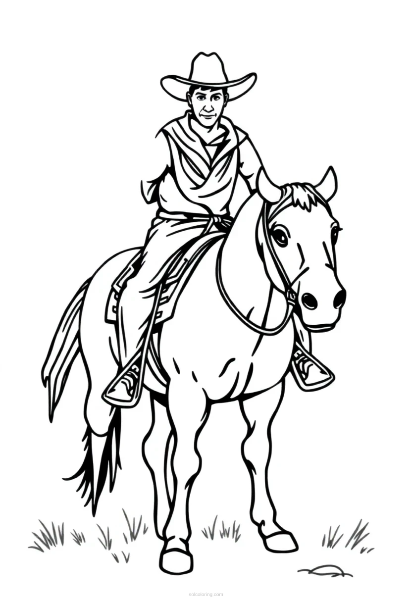 Cowboy coloring page for kids