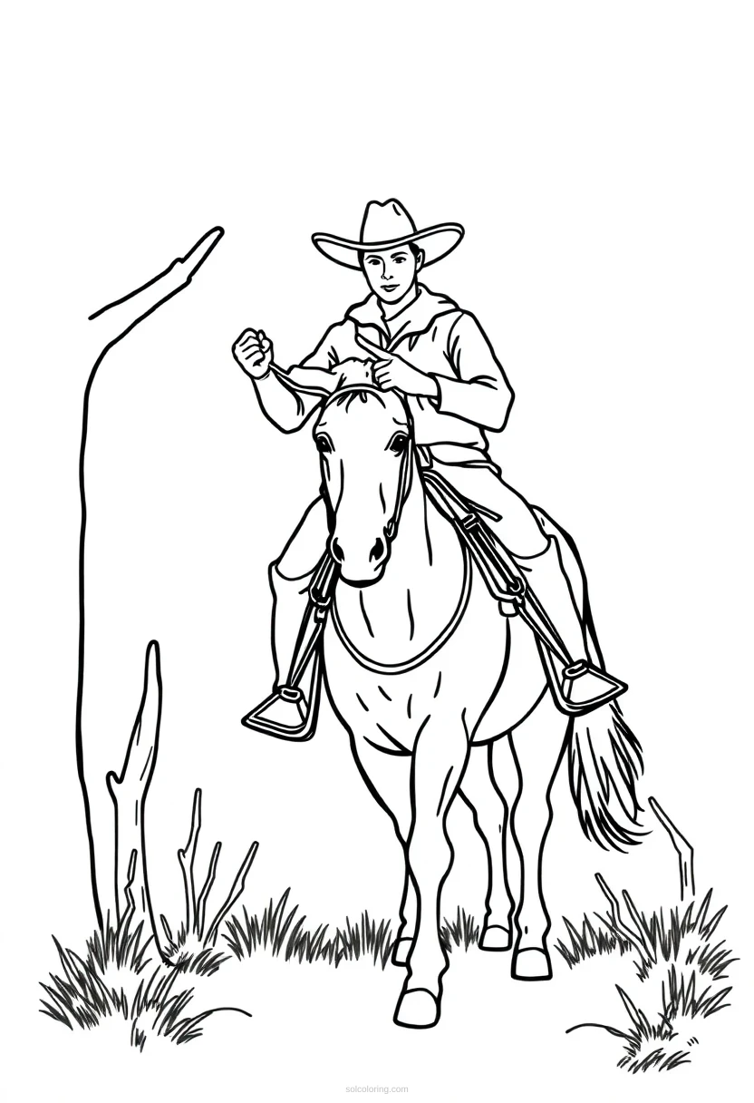 Cowboy coloring page for kids