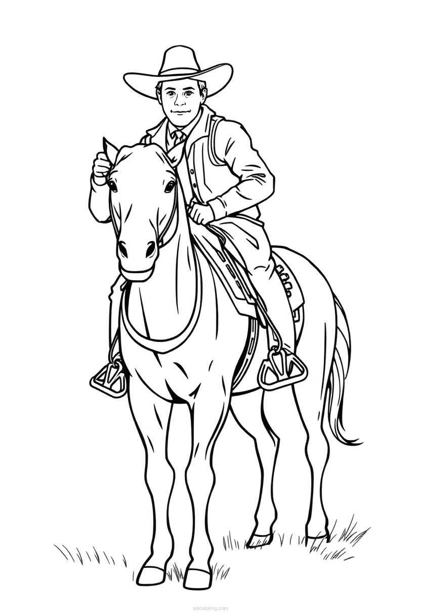 Cowboy coloring page for kids