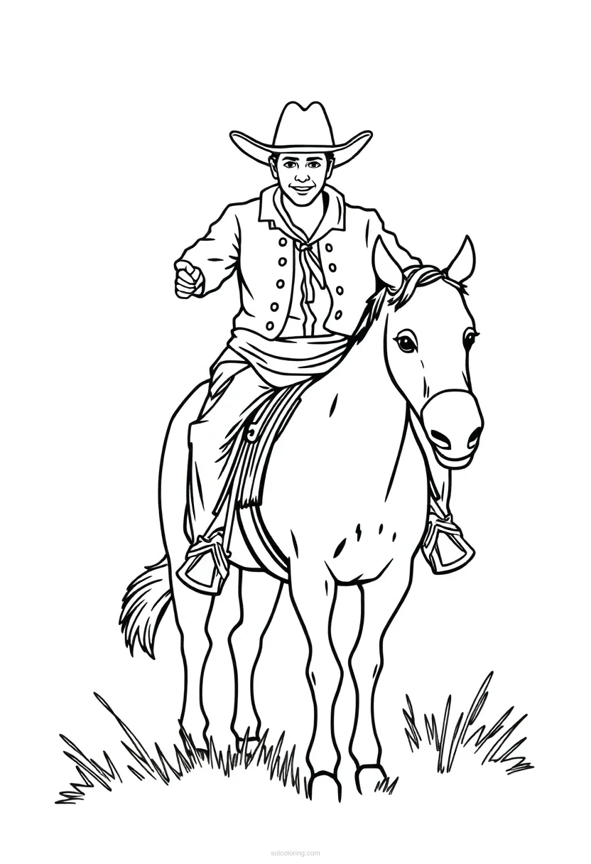 Cowboy coloring page for kids