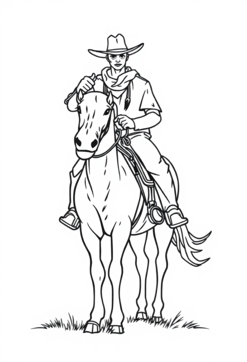Cowboy coloring page, free printable