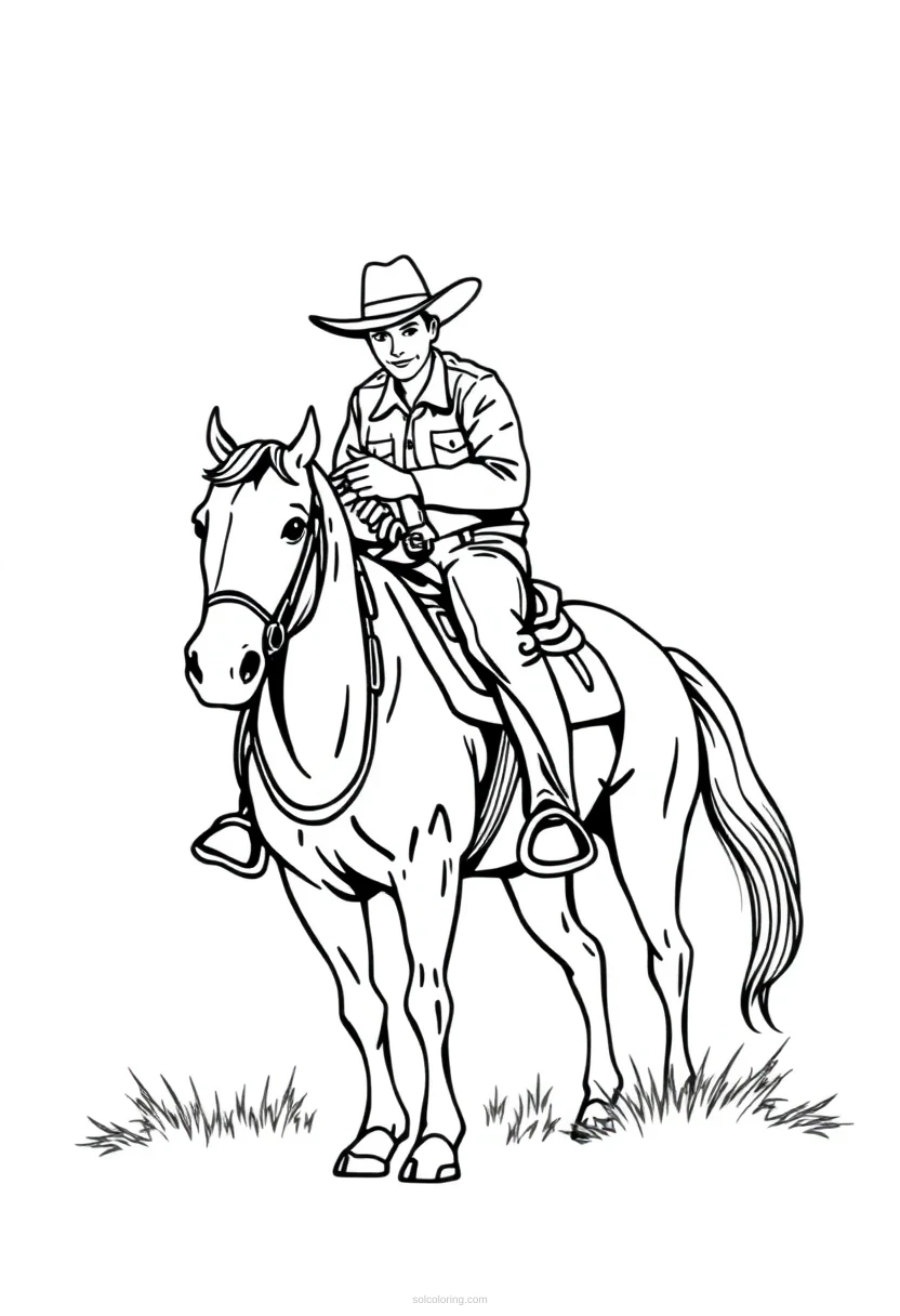 Cowboy coloring page for kids