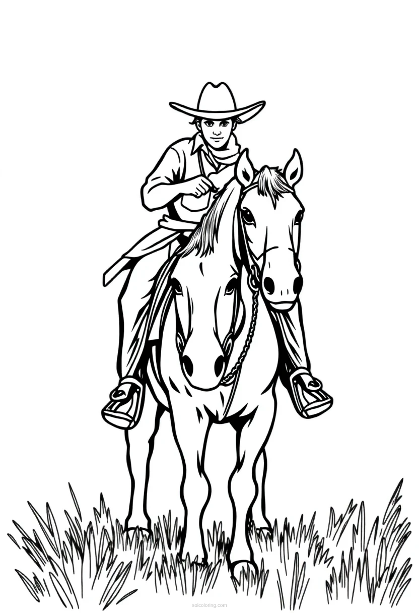Cowboy coloring page for kids