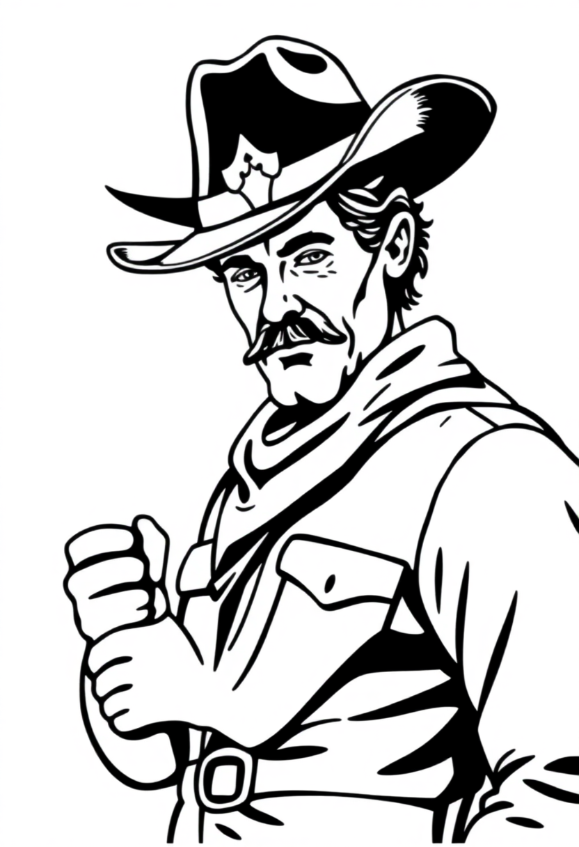 Cowboy coloring page, free printable