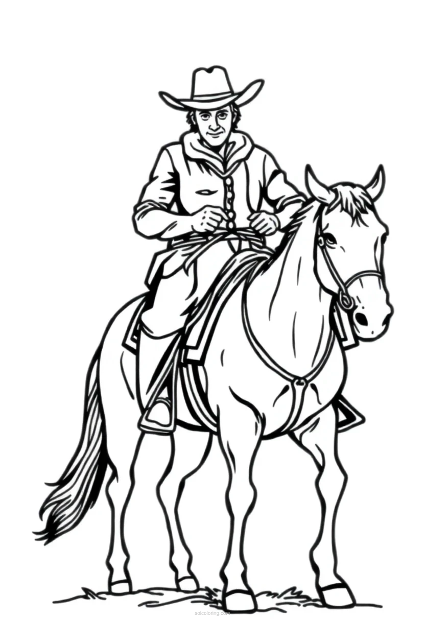 Cowboy Realistic coloring page for kids