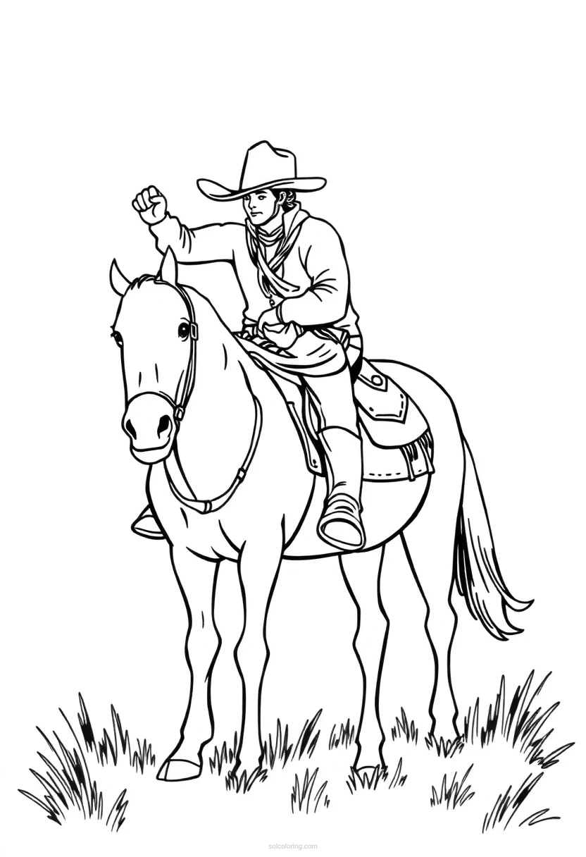 Cowboy Realistic coloring page for kids