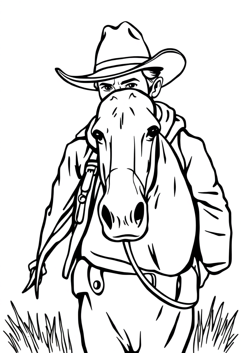 Cowboy coloring page, free printable