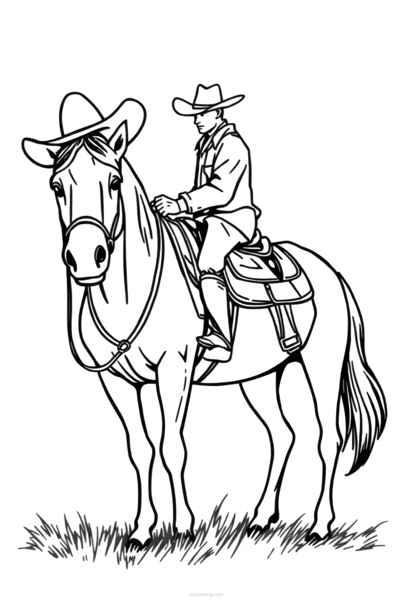Cowboy Simple coloring page for kids