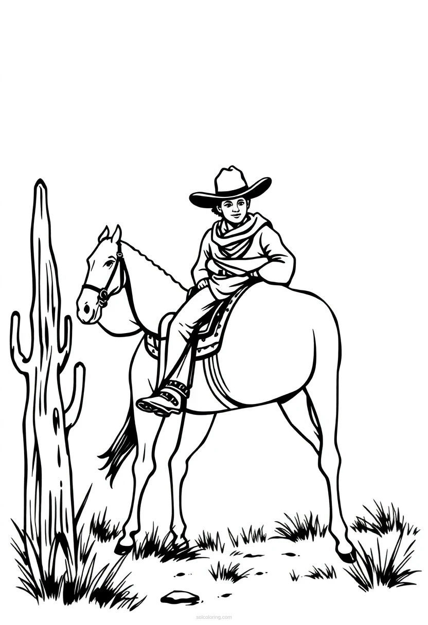 Cowboy Simple coloring page for kids