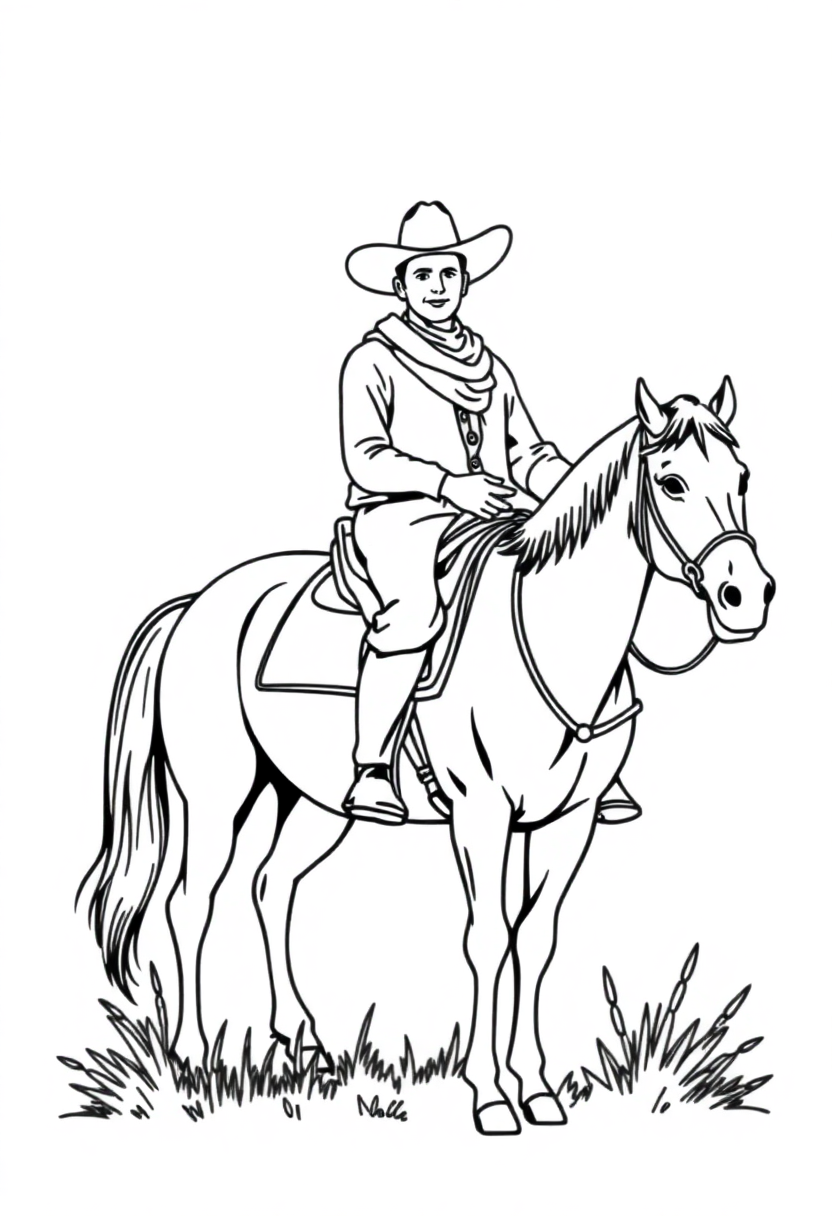 Cowboy coloring page, free printable
