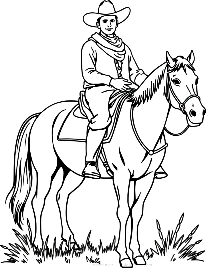 Cowboy coloring page for kids