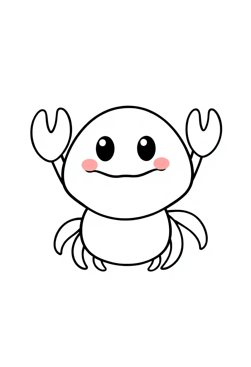 Crab coloring page, free printable standard style for kids and adults