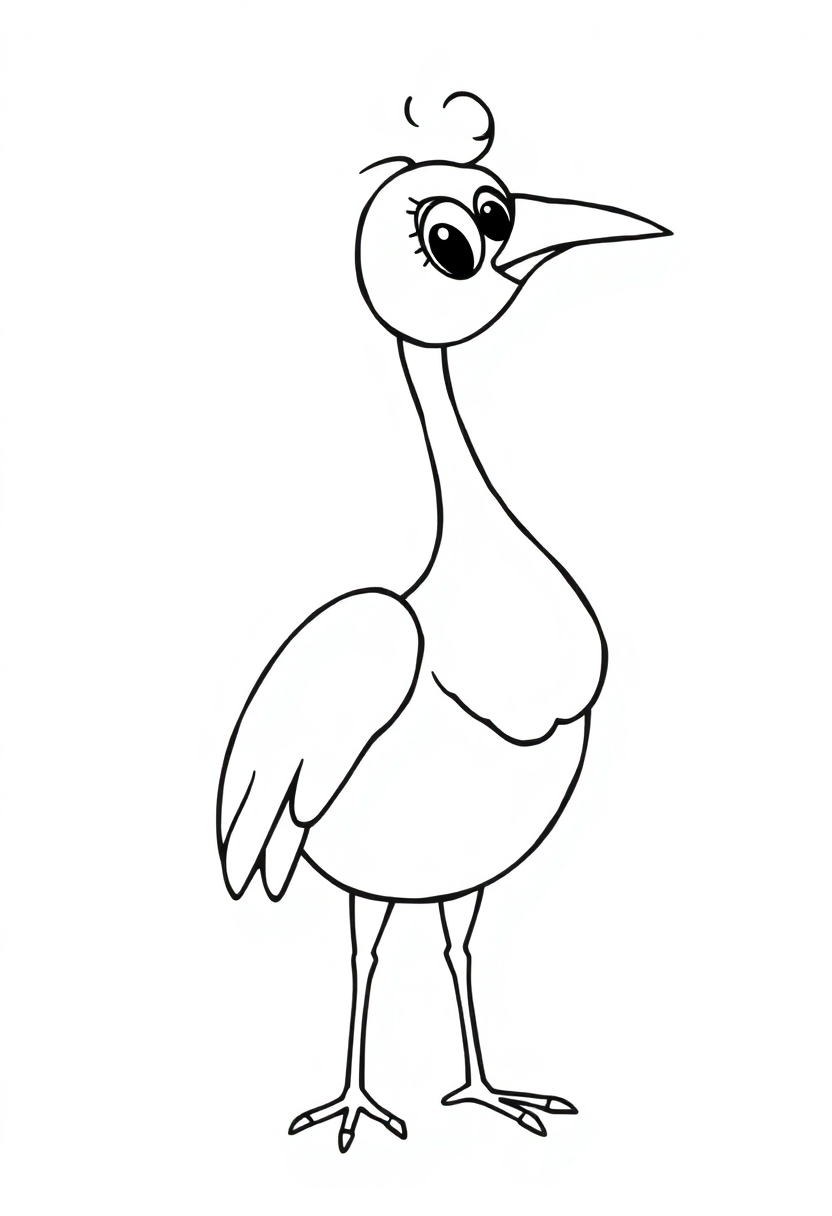 Crane coloring page, free printable
