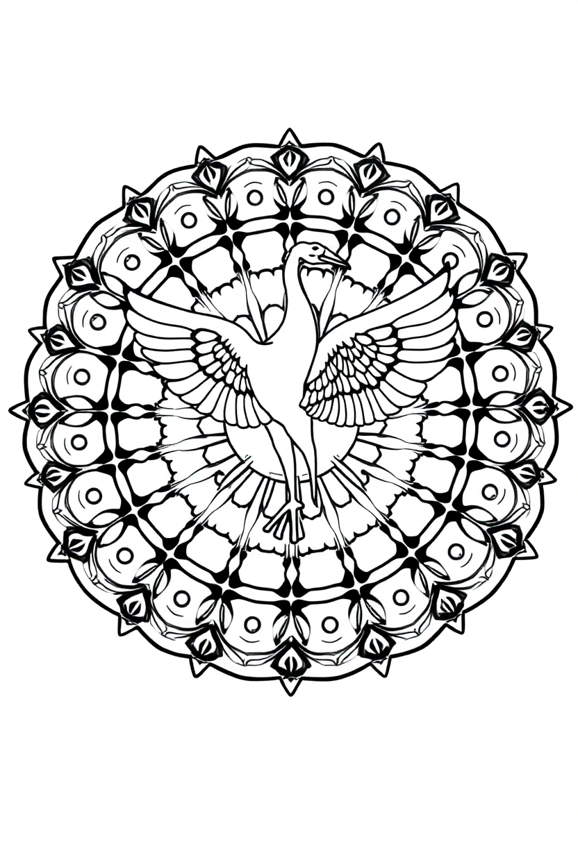 Crane coloring page, free printable