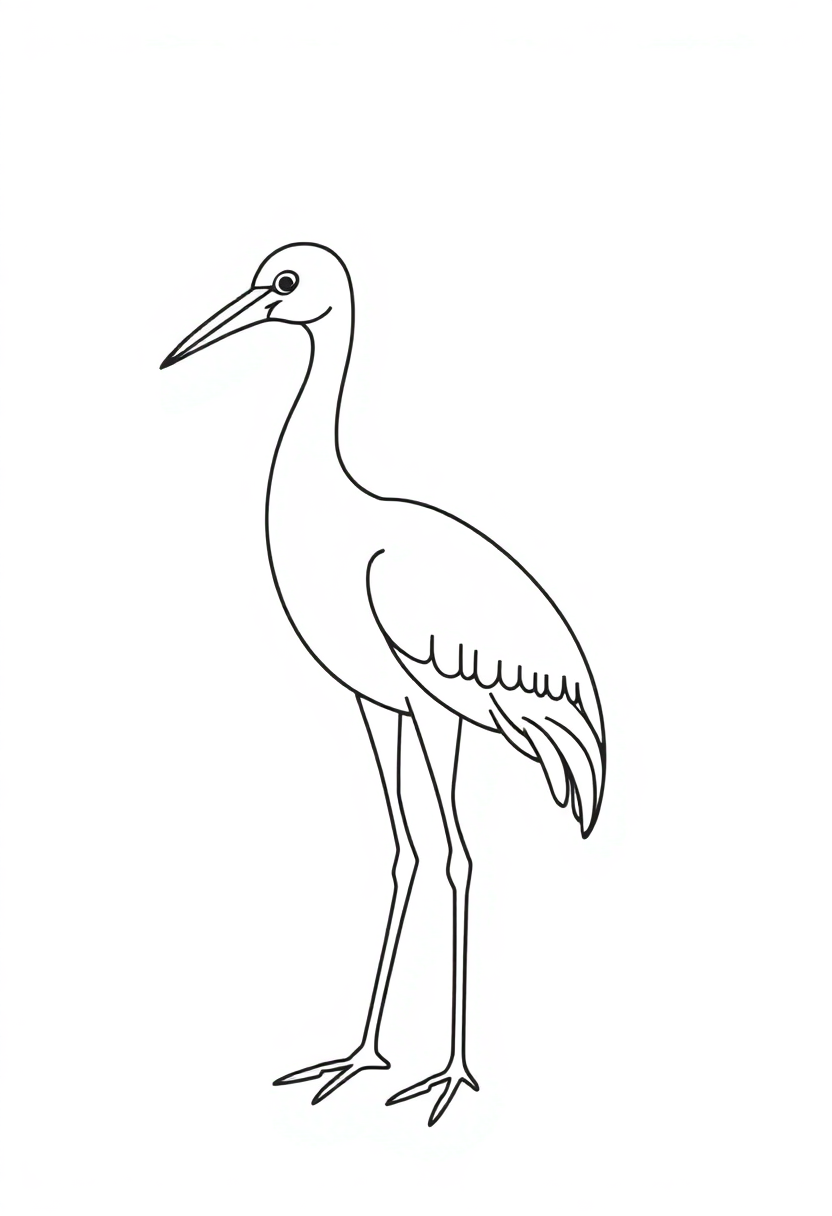 Crane coloring page, free printable standard style for kids and adults