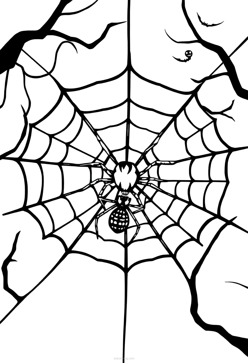 Creepy Spider Web coloring page for kids