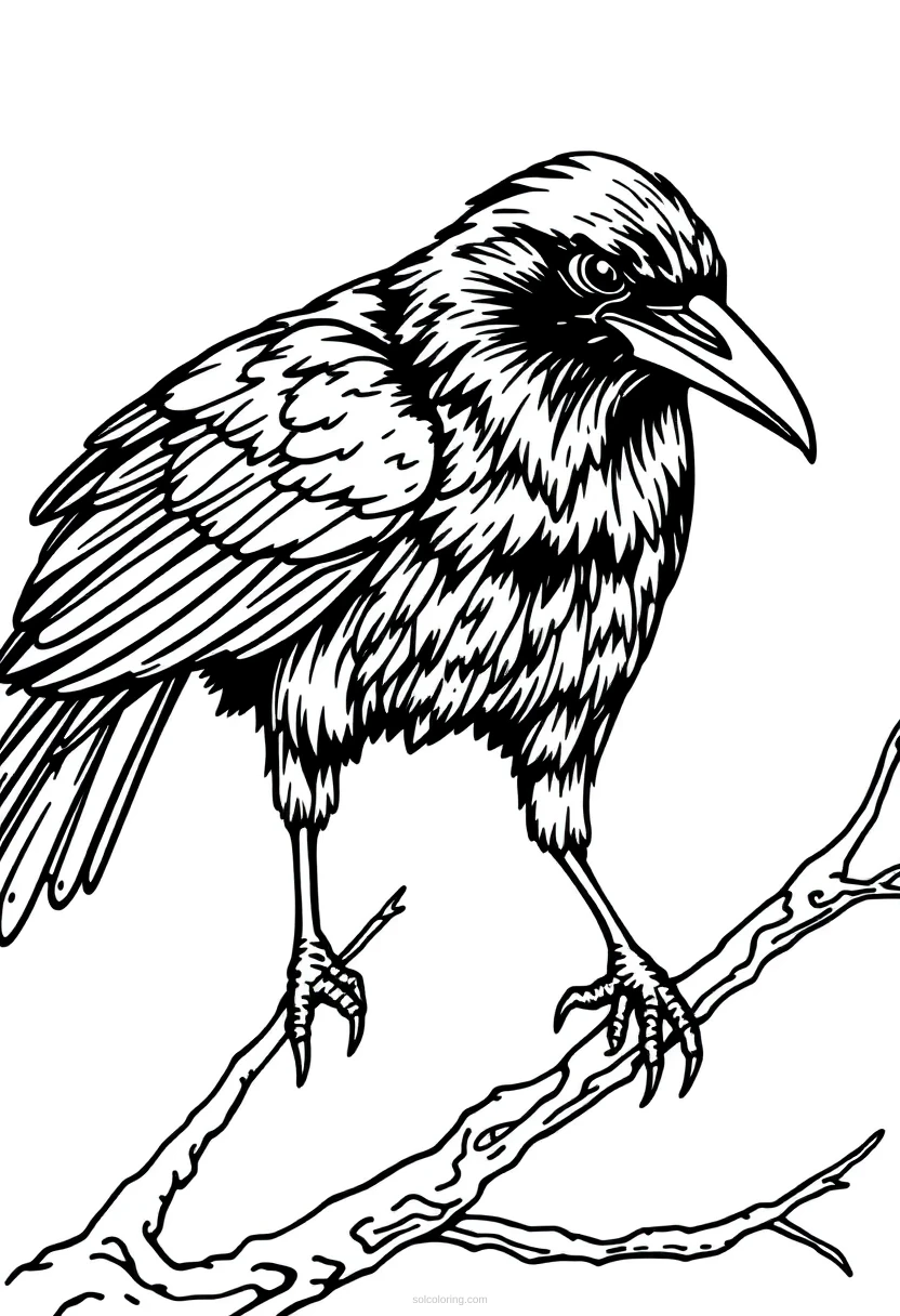 Crow coloring page for kids