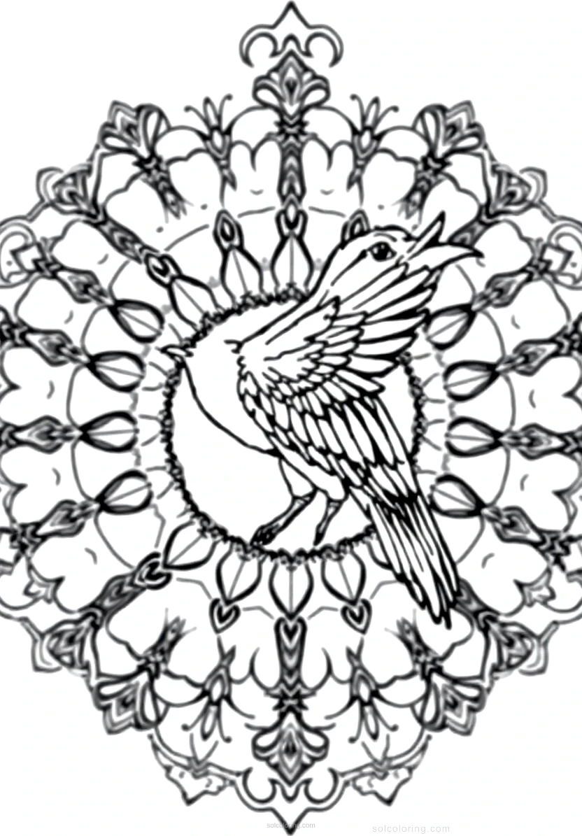 Crow coloring page for kids
