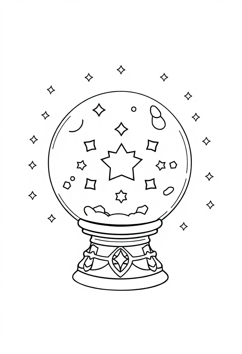 Crystal Ball Fortune Telling coloring page for kids