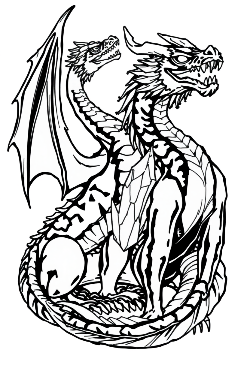 Crystal Dragons coloring page for kids