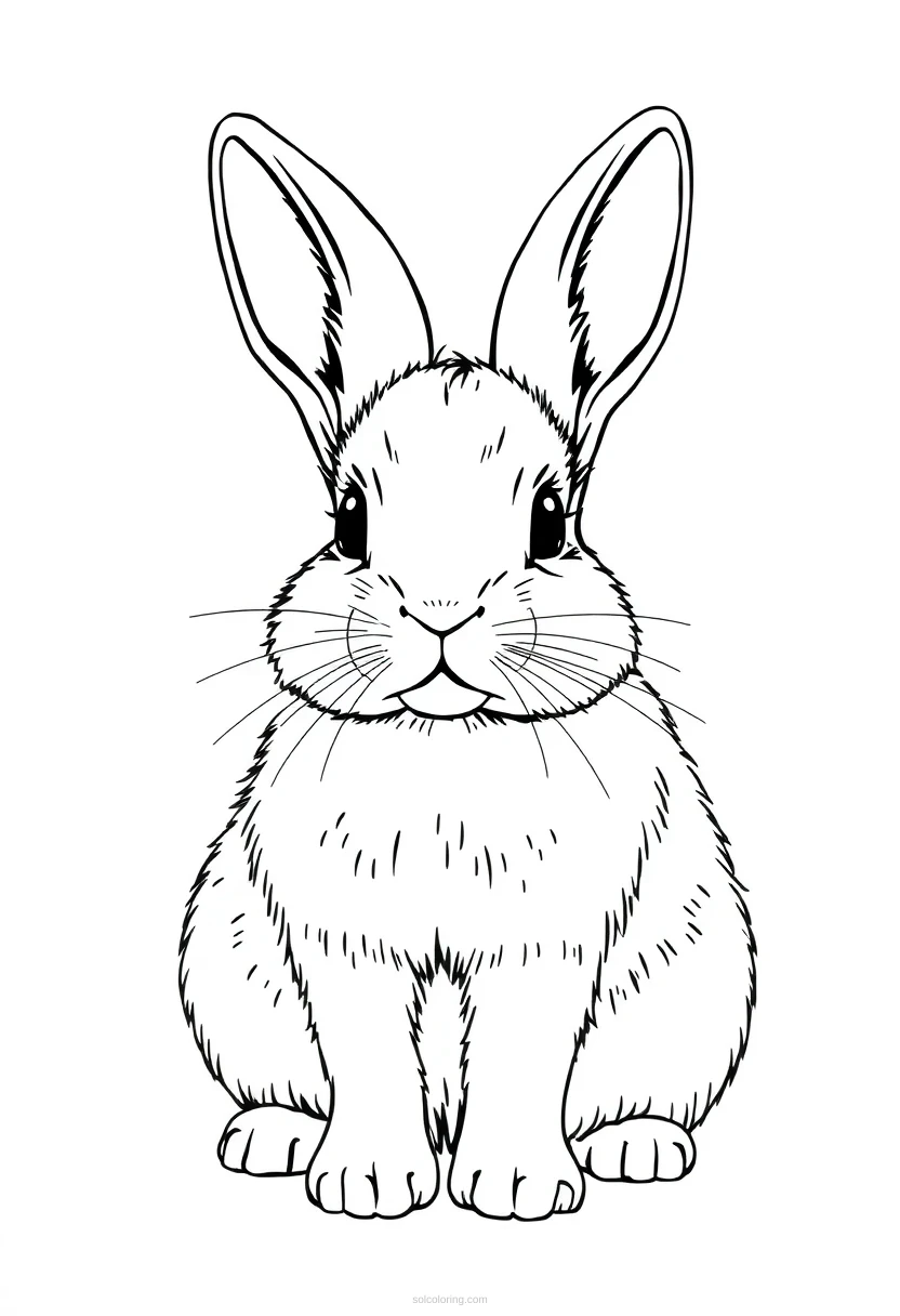 Cuddly Rabbit coloring page for kids