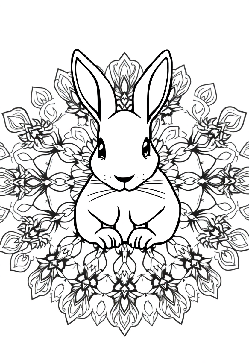 Cuddly Rabbit coloring page, free printable