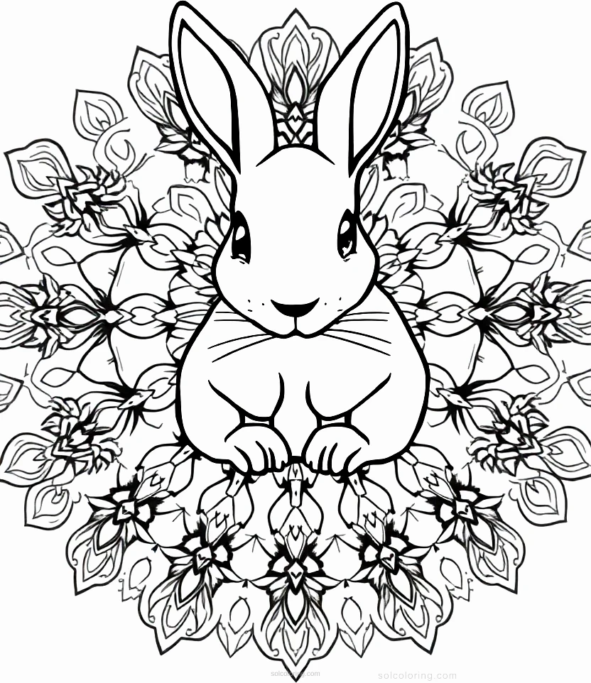 Cuddly Rabbit coloring page for kids