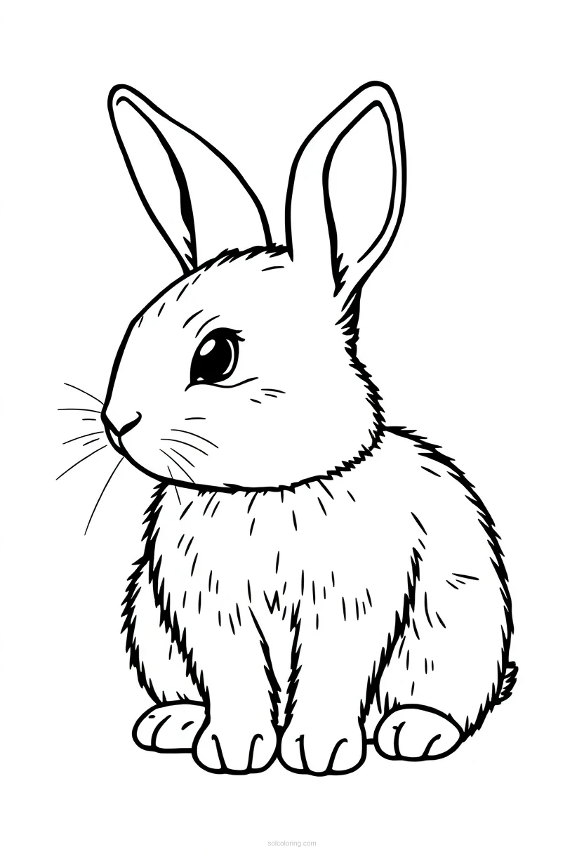 Cuddly Rabbit coloring page for kids