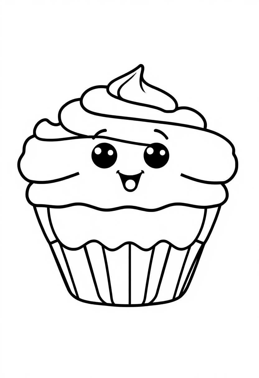 Cupcakes with Frosting coloring page, free printable