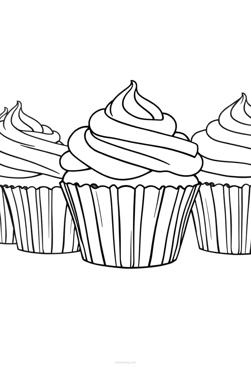 Cupcakes With Frosting coloring page for kids