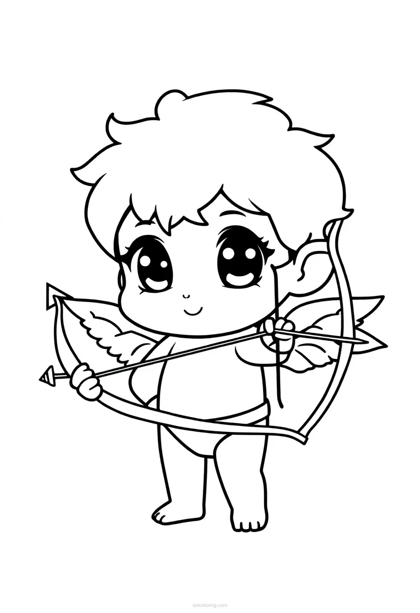 Cupid with Bow and Arrow coloring page for kids