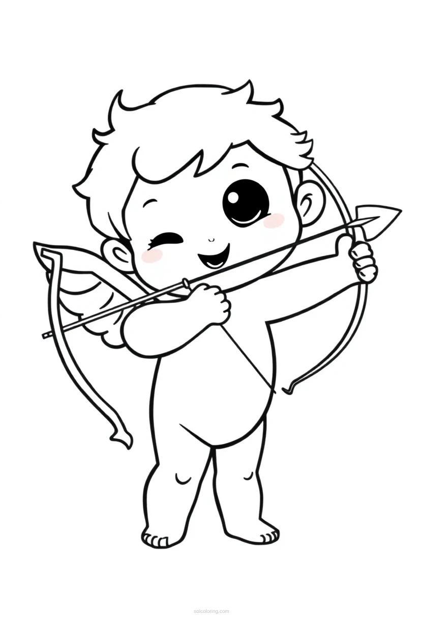 Cupid with Bow and Arrow coloring page for kids