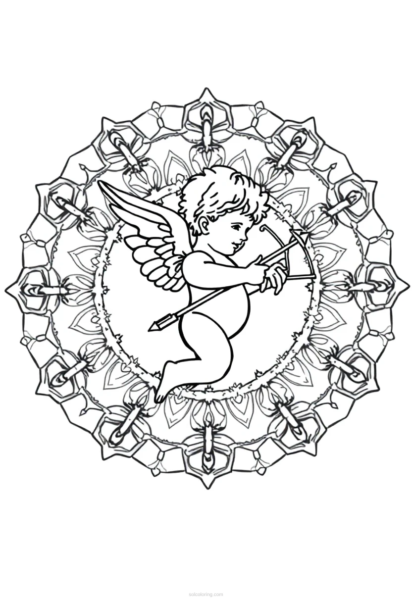 Cupid with Bow and Arrow coloring page for kids
