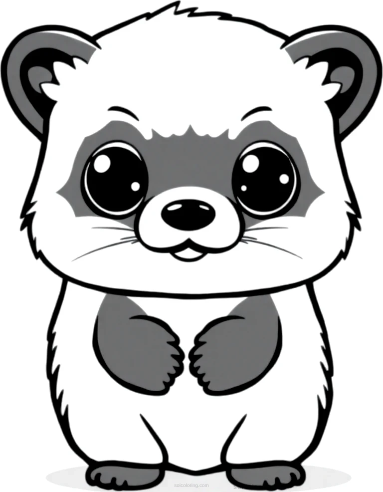 Curious Ferret coloring page for kids