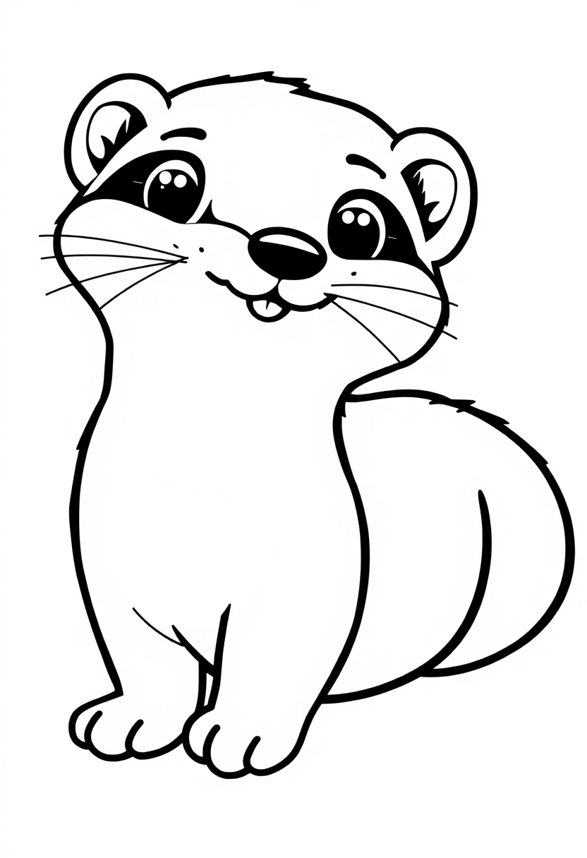 Curious Ferret coloring page, free printable