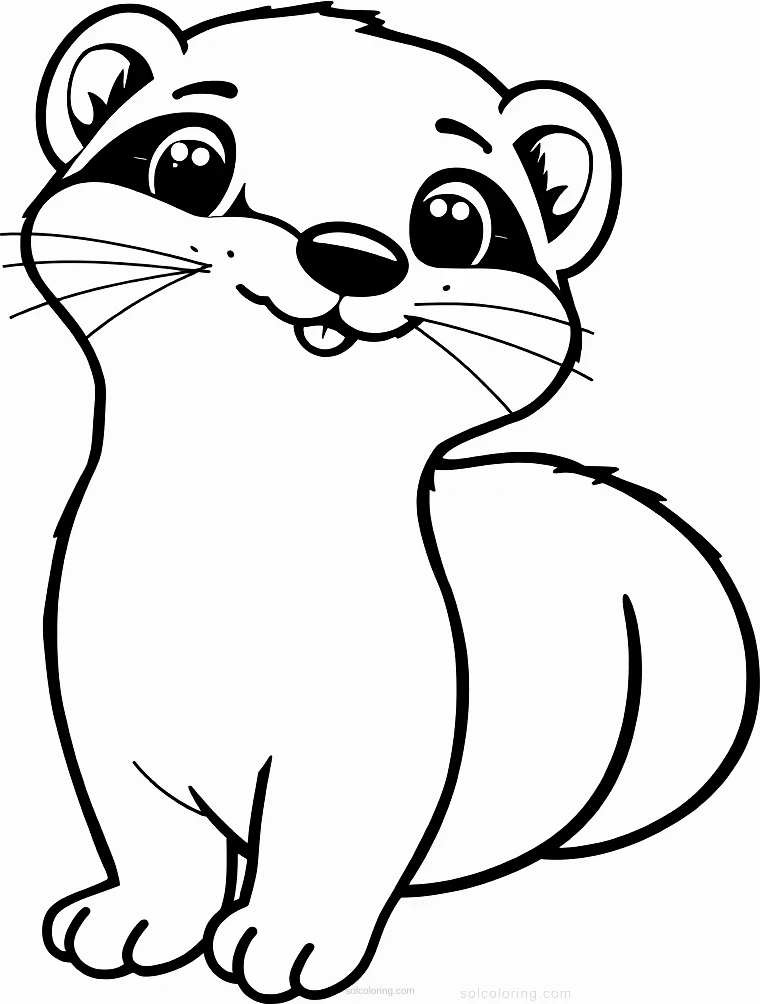 Curious Ferret coloring page for kids