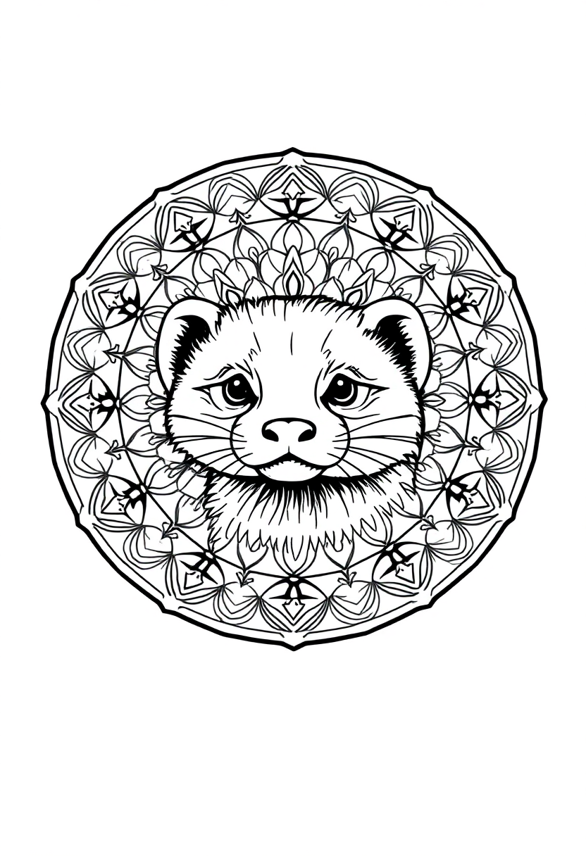 Curious Ferret coloring page, free printable
