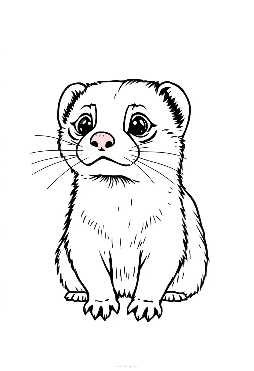 Curious Ferret coloring page for kids