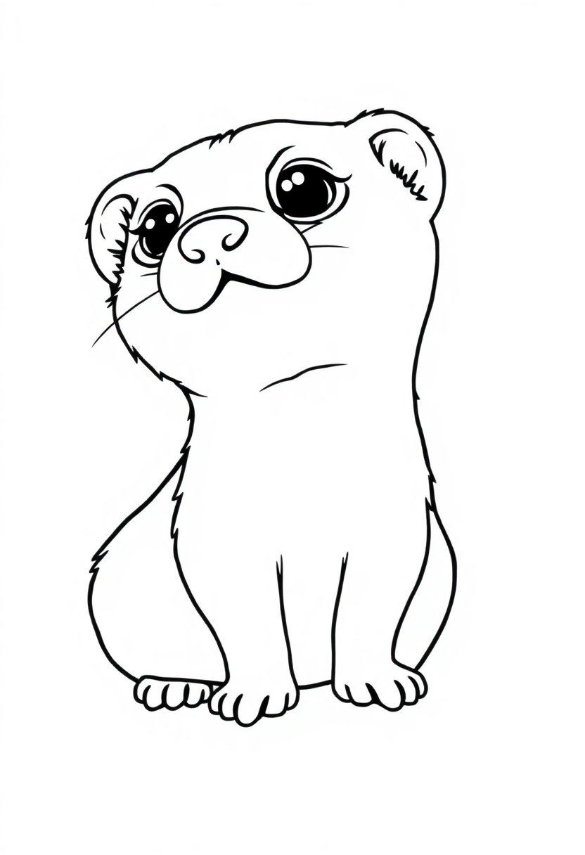 Curious Ferret coloring page, free printable
