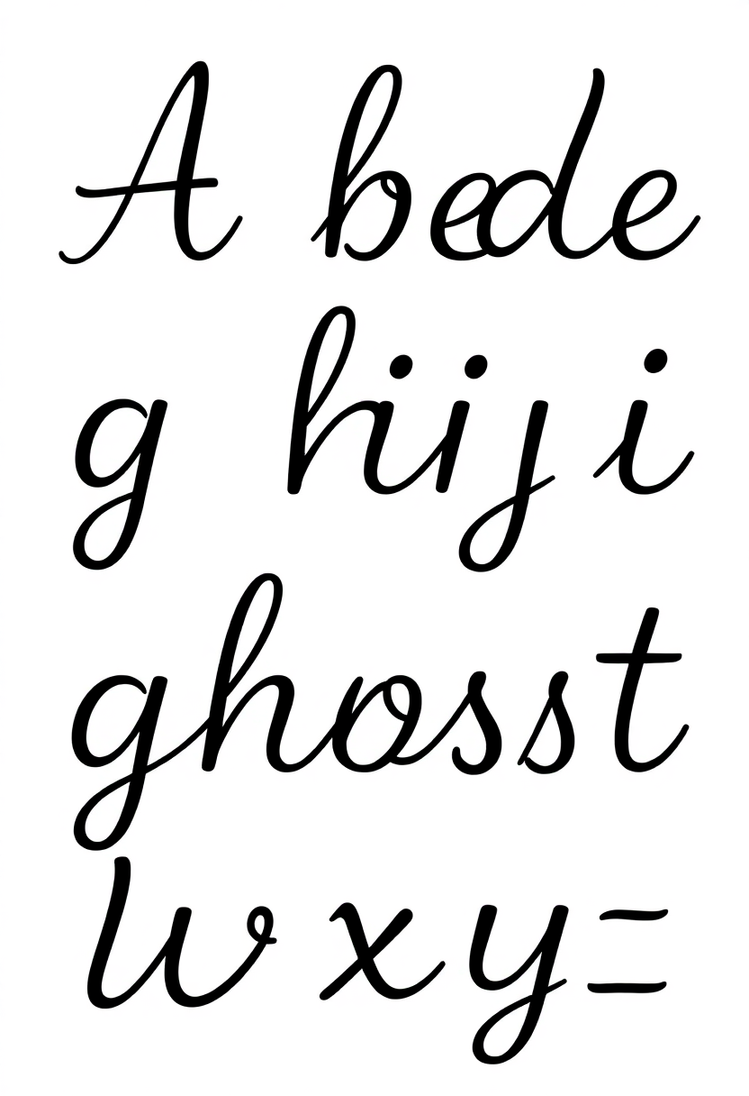 Cursive Alphabet Practice coloring page for kids