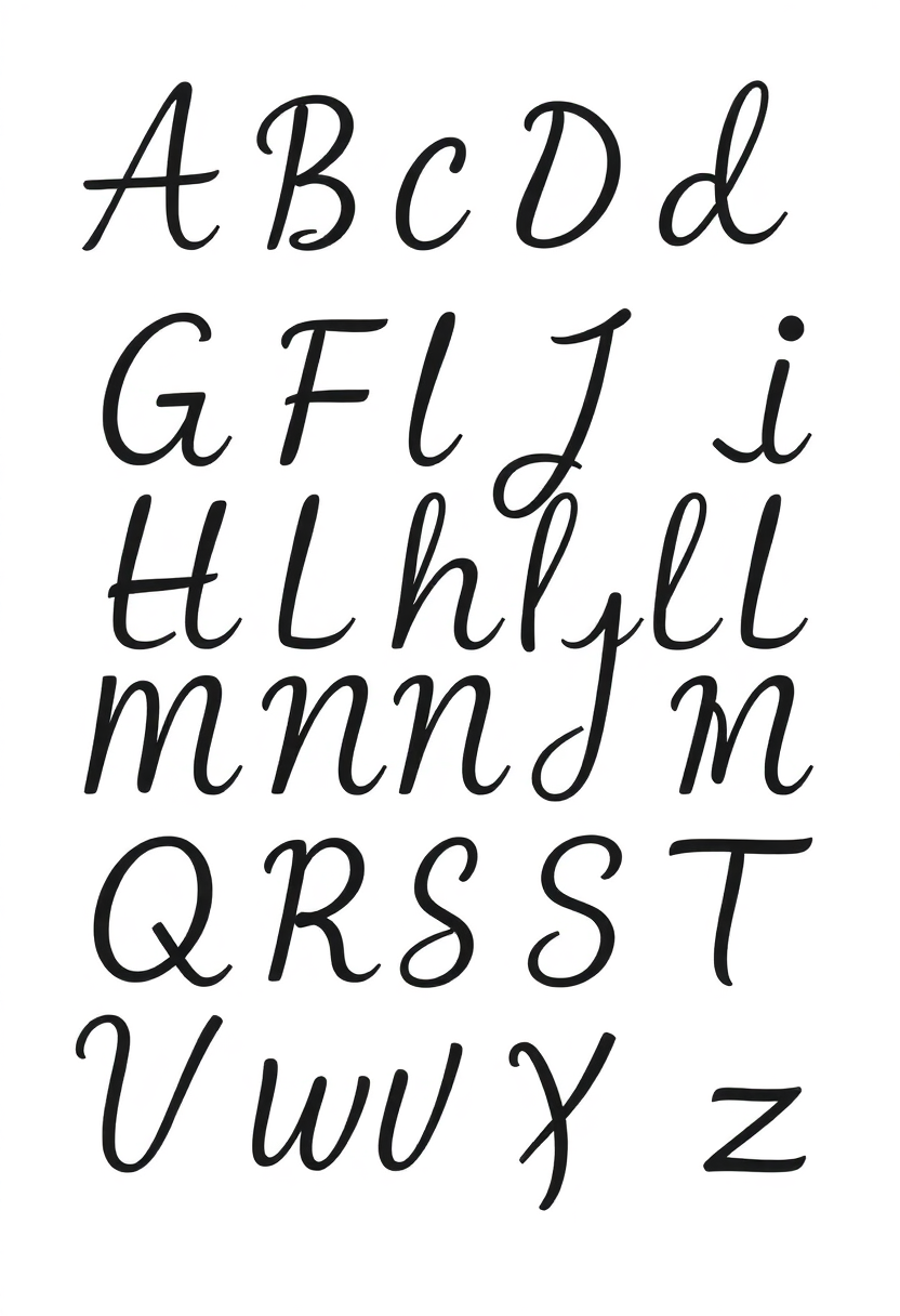 Cursive Alphabet Practice coloring page for kids