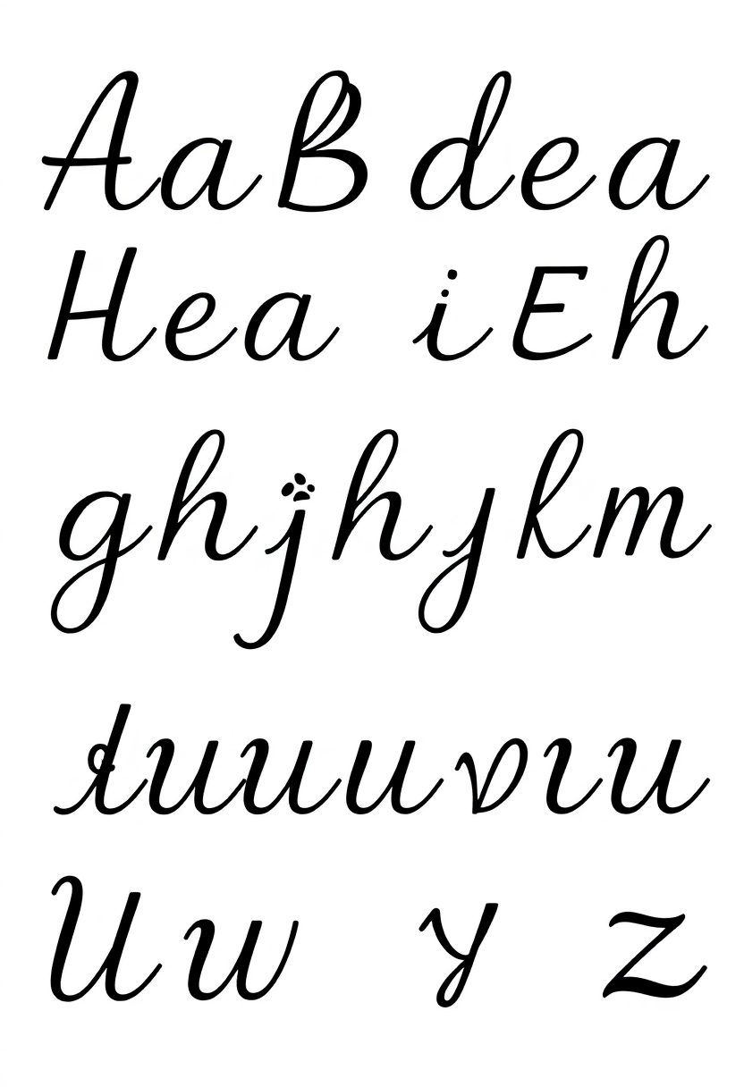 Cursive Alphabet Practice coloring pages