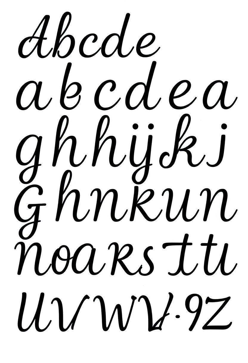 Cursive Alphabet Practice coloring page for kids