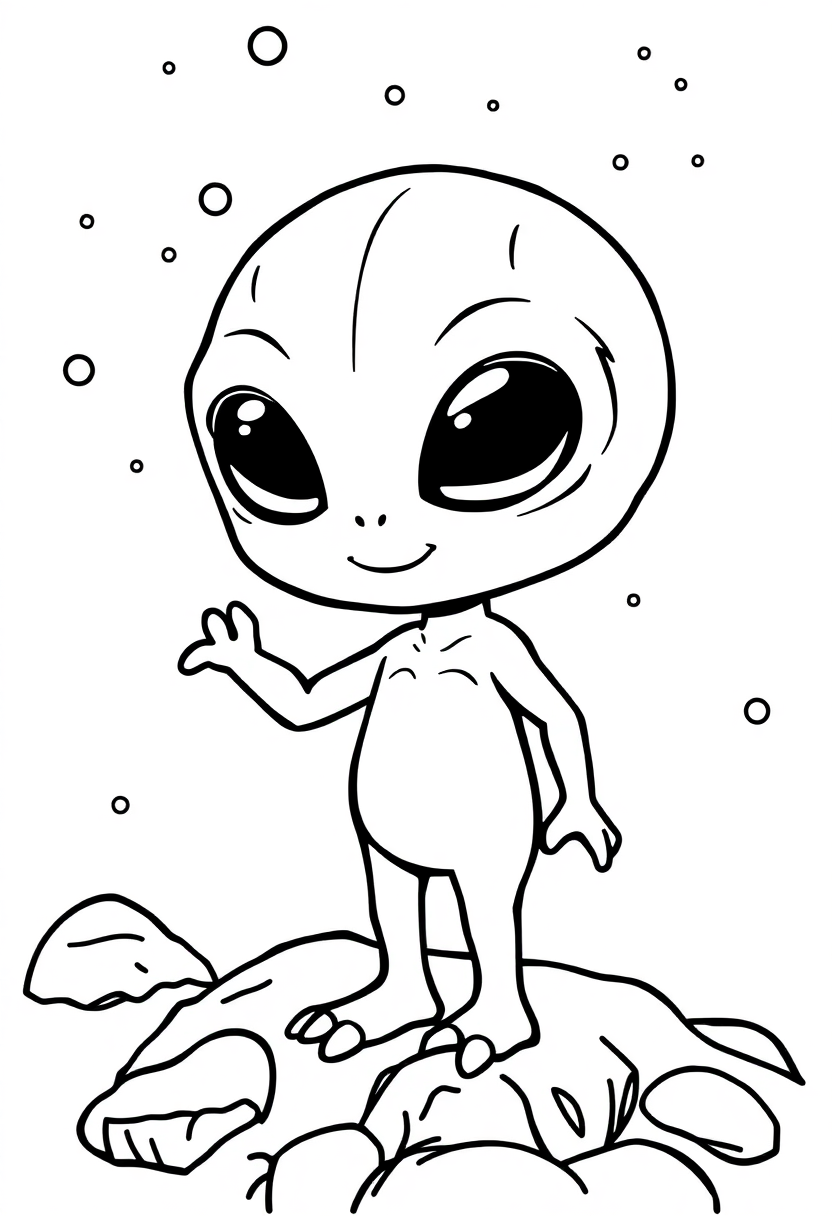 Cute Baby Alien coloring page, free printable