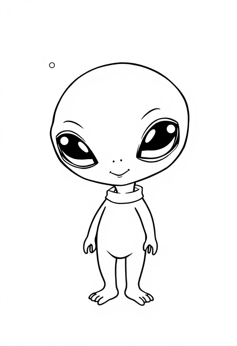 Cute Baby Alien coloring page, free printable