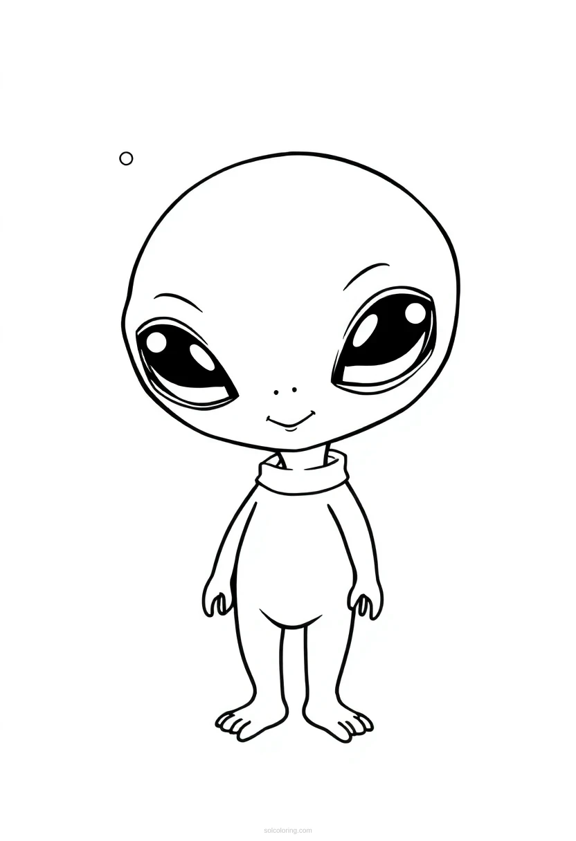Cute Baby Alien coloring page for kids