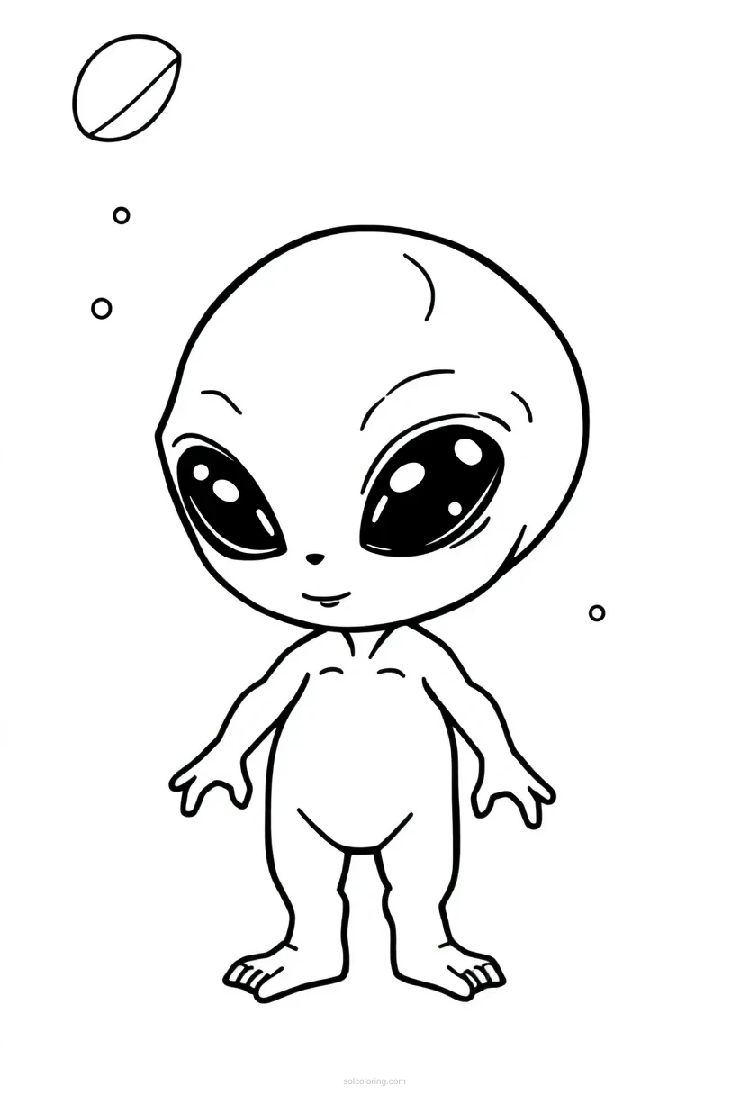 Cute Baby Alien coloring page for kids
