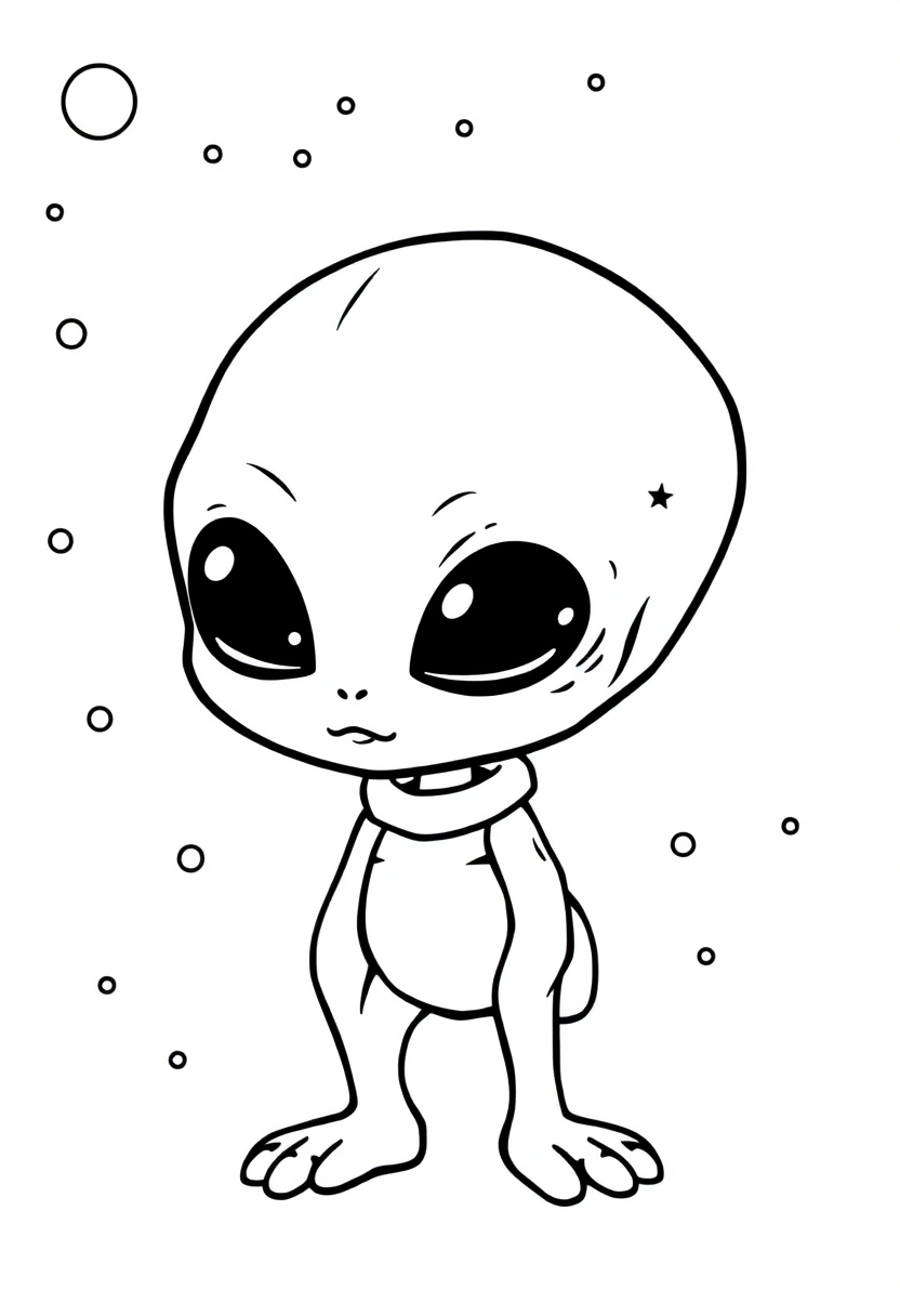 Cute Baby Alien coloring page, free printable