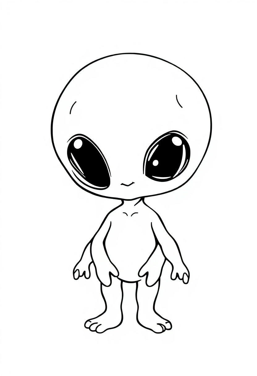 Cute Baby Alien coloring page, free printable
